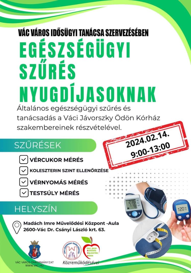 Egészségügyi szűrés nyugdíjasoknak