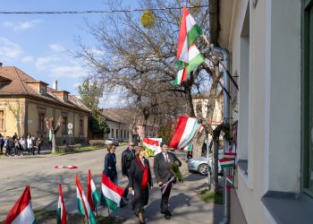 Ünnepi koszorúzás a Petőfi-háznál