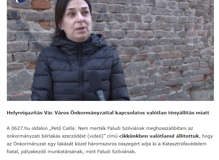 Helyreigazítást kellett közölnie a 06/27-nek Pető Csilla hamis állítása miatt