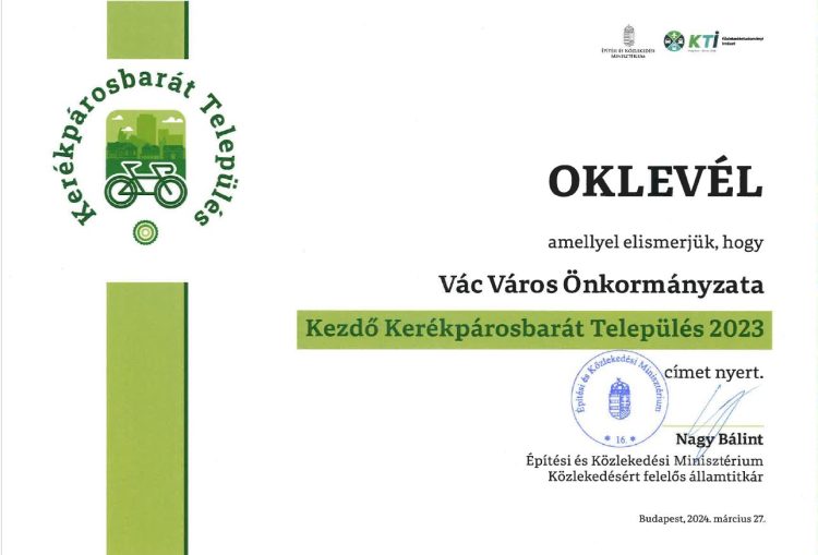 Kerékpárosbarát település lett Vác