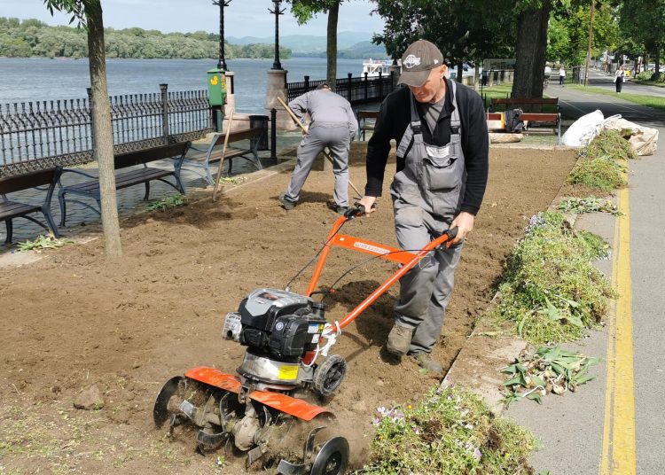 A virágágyakat készíti elő a Városfejlesztő a Liszt Ferenc sétányon