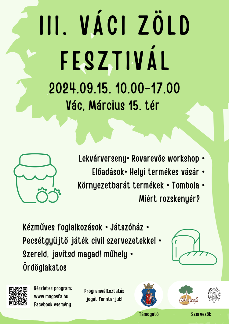 Szeptember 15-én Váci Zöld Fesztivál a főtéren!