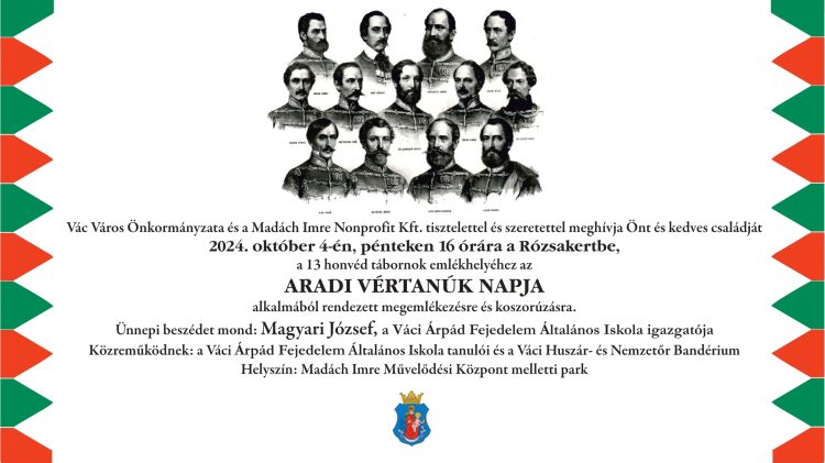 A Rózsakertben emlékezik a város az aradi vértanúkra