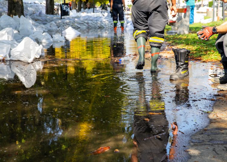Fotógaléria: a Duna elérte a 7 métert, de a gát elkészült