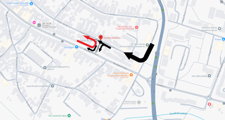 Térképpel: újabb forgalomterelés a váci belvárosban