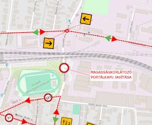 Tájékoztatás a Honvéd utcában megrongált magasságkorlátozó kapu helyreállításáról