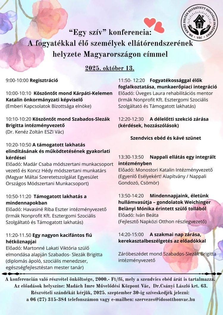 „Egy szív” konferencia Vácon – a fogyatékkal élő személyek ellátórendszerének helyzetéről