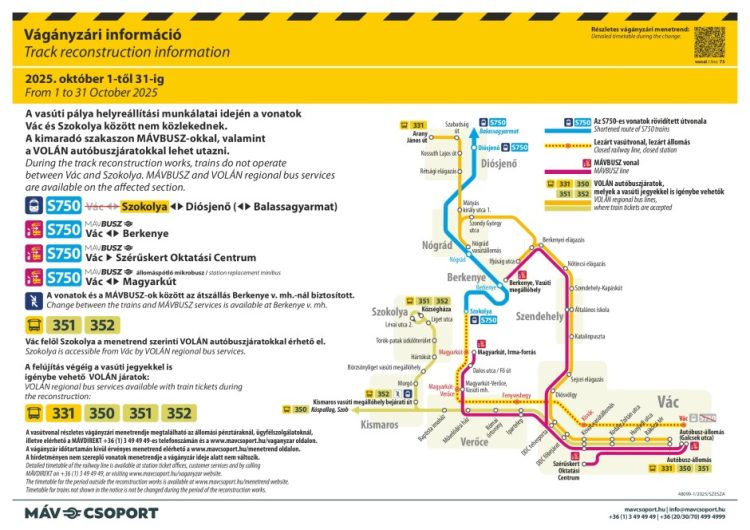 Vonatok helyett továbbra is pótlóbuszok járnak Vác és Berkenye között