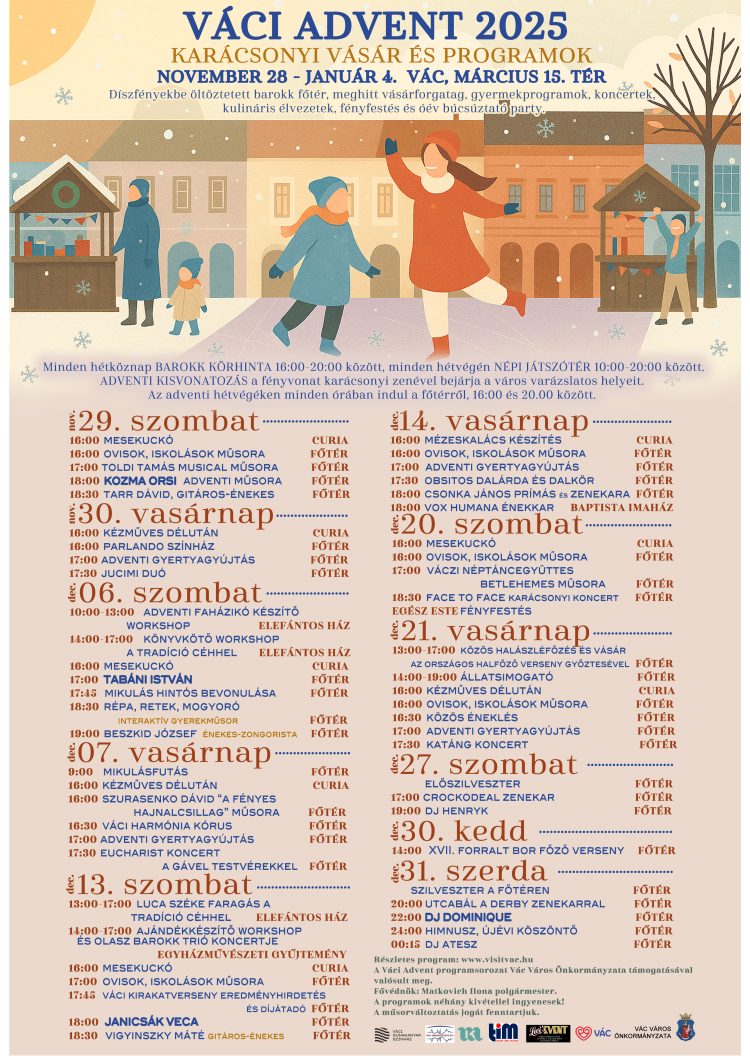 Advent első hétvégéjén kezdődik a váci adventi vásár Vác főterén