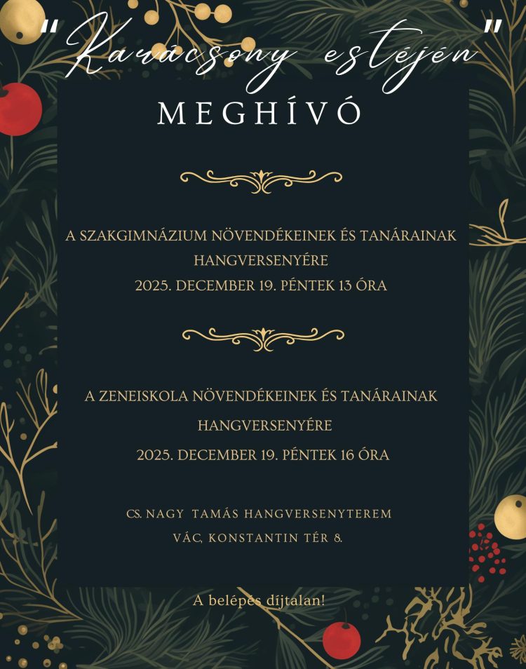 Karácsonyi hangversenyre hív a váci zeneiskola