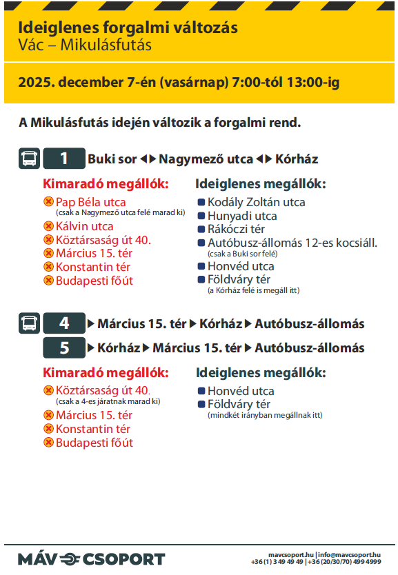 Módosul a buszmenetrend a Mikulásfutás idején