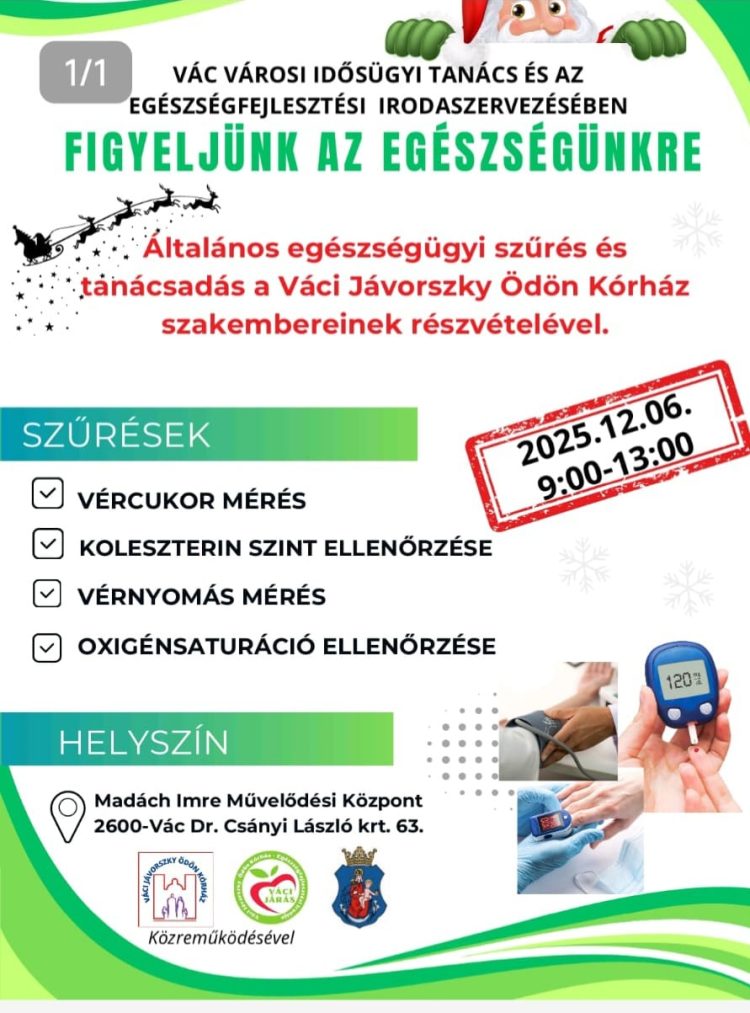 Általános egészségügyi szűrő program a város idős lakói részére
