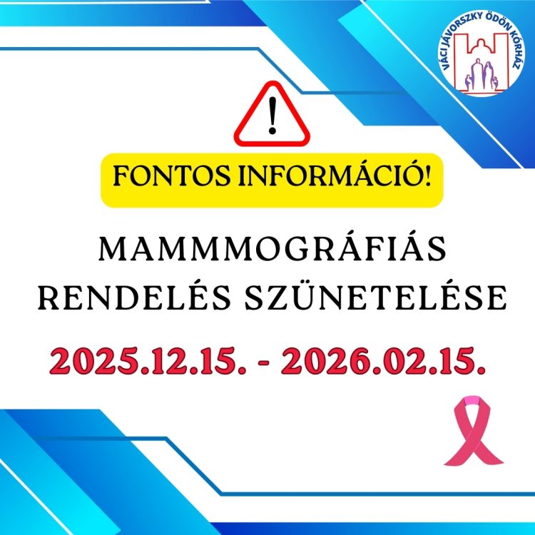 Átmenetileg szünetelnek a mammográfiás vizsgálatok a kórházban