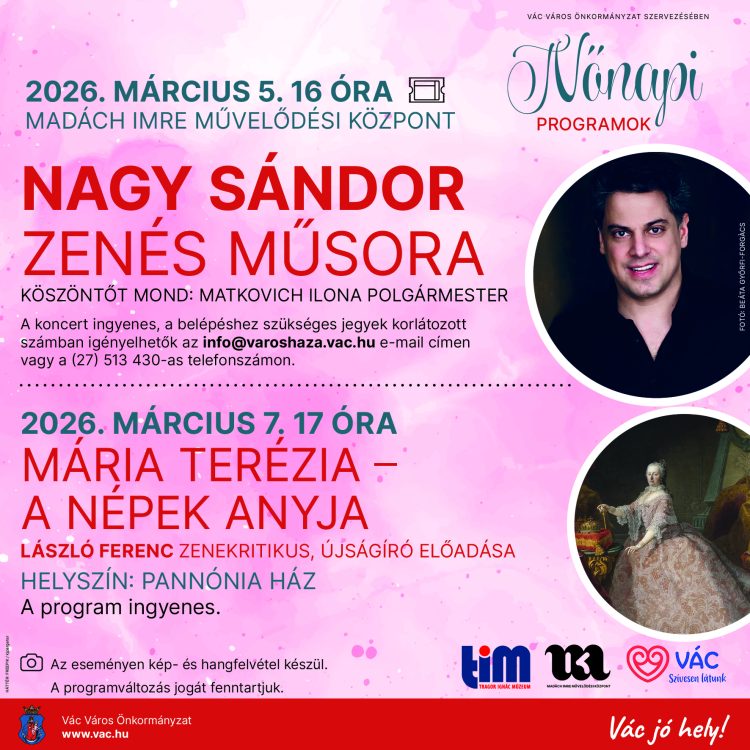 Vác Város Önkormányzata nőnapi programokat szervez