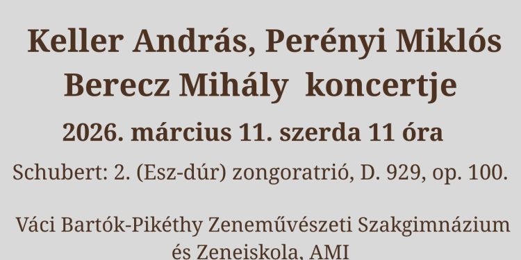 Keller András, Perényi Miklós és Berecz Miklós koncertje a zeneiskolában