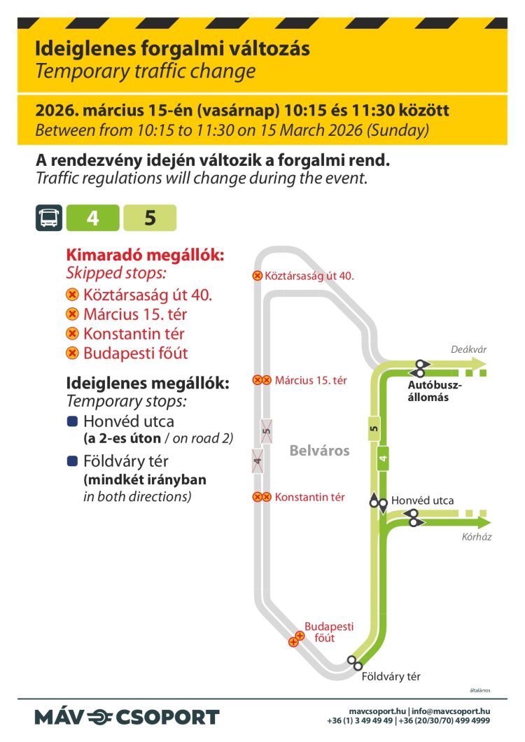 Vasárnap megváltozik a buszközlekedés a nemzeti ünnep miatt