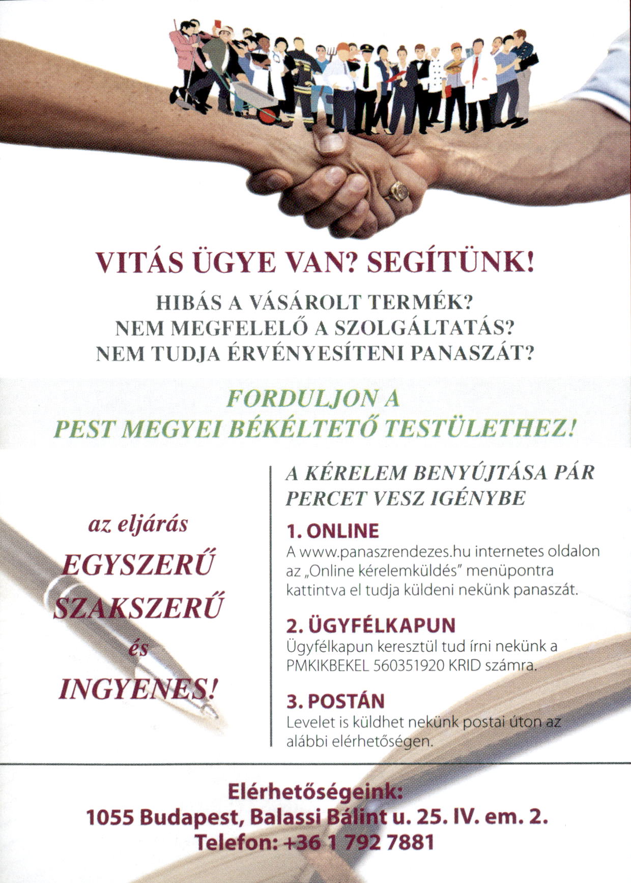 A Pest Megyei Békéltető testület tájékoztatója