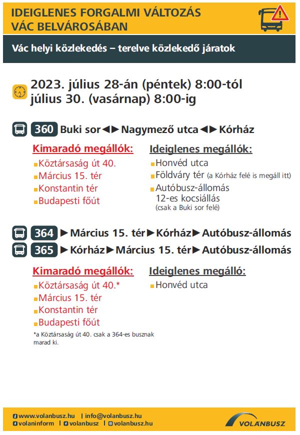 Ideiglenes buszjárat módosítás