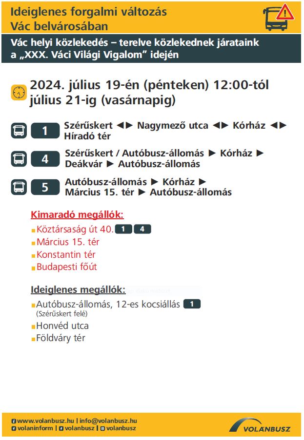 Buszközlekedési változások a Vigalom alatt
