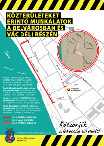 KÖZTERÜLETEKET ÉRINTŐ ELEKTROMOS KÁBELFEKTETÉSI MUNKÁLATOK A BELVÁROSBAN ÉS VÁC DÉLI RÉSZÉN